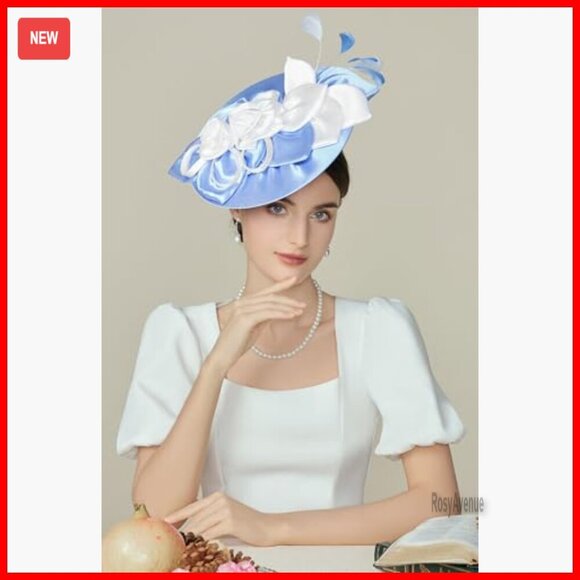 Women\'s Derby Pillbox Hat with Flowers and Feathers for Weddings and Parties